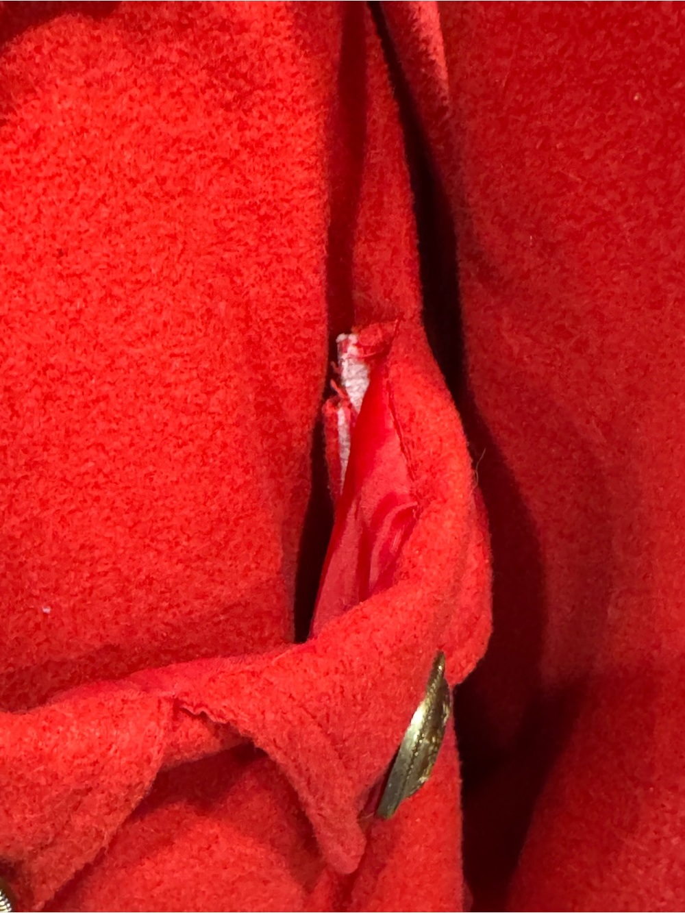 Yoki Red Ruffle Collar Pea Coat with Black Patent Belt Rayon and Wool material - Picture 11 of 11